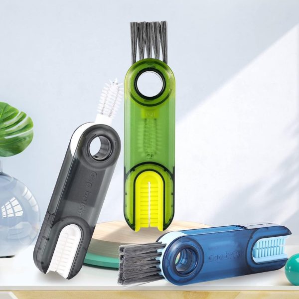 3-in-1 Cleaning Brush for Teacups Multi-functional Brush Set (Multicolor)