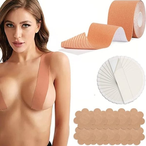 Boob Tape with 10 Nipple Covers – Invisible Support Tape for Strapless Dresses & Tops