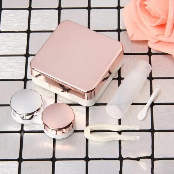 Rose Gold Travel Contact Lens Case - Travel-Friendly Rose Gold Box (Pack of 1)