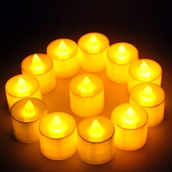 LED Tealight Candles – Flameless Battery Operated Diya Lights for Home Decor (Pack of 10, Yellow)