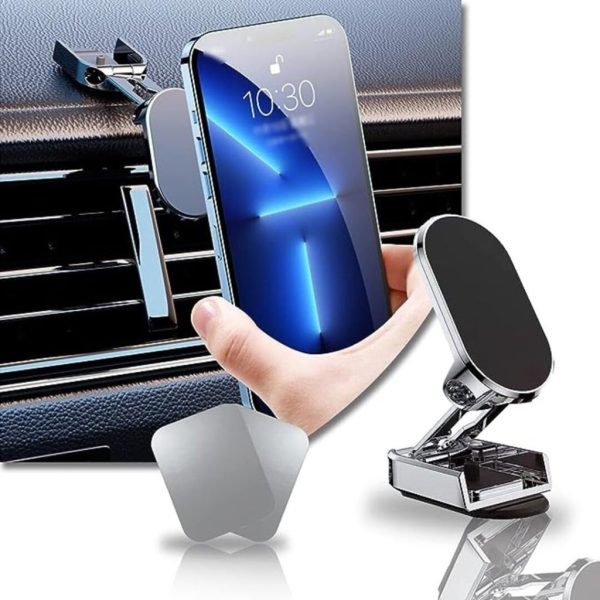 360° Rotating Magnetic Car Phone Holder Foldable Alloy Mount