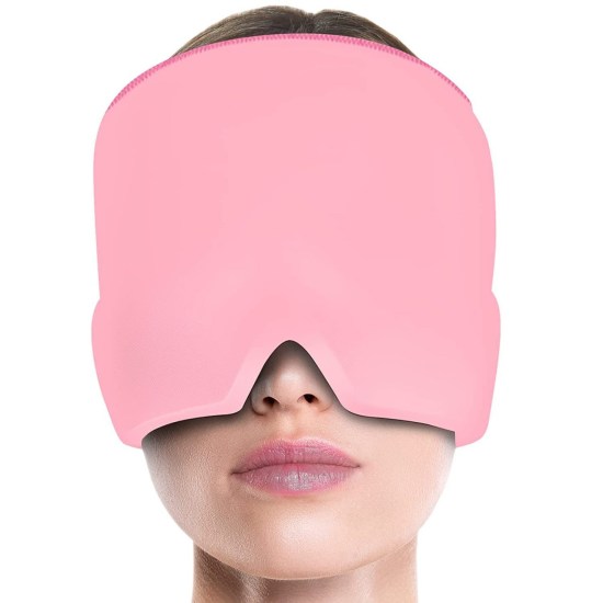 Migraine Relief Cap Gel Ice Head Wrap for Headache & Stress (Pink)