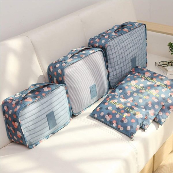6-in-1 Travel Laundry Pouch Set – Blue Flower