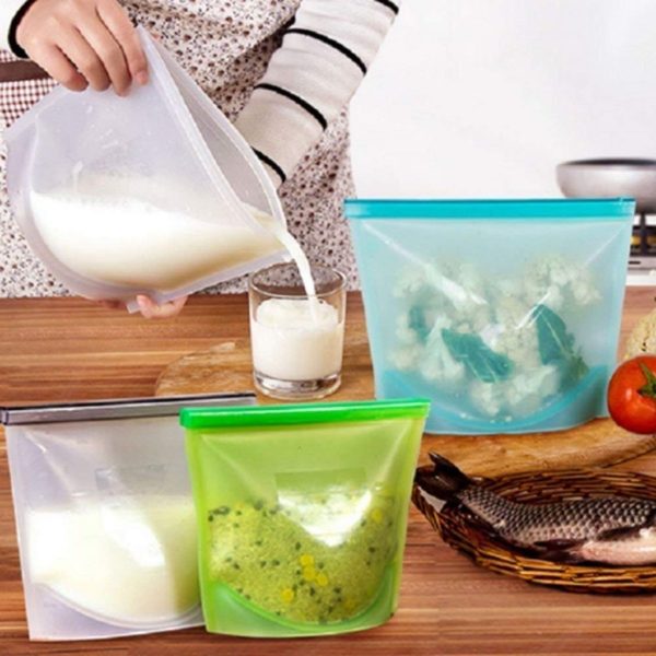 1000ml Silicone Food Storage Bags Airtight & Leakproof Reusable Container